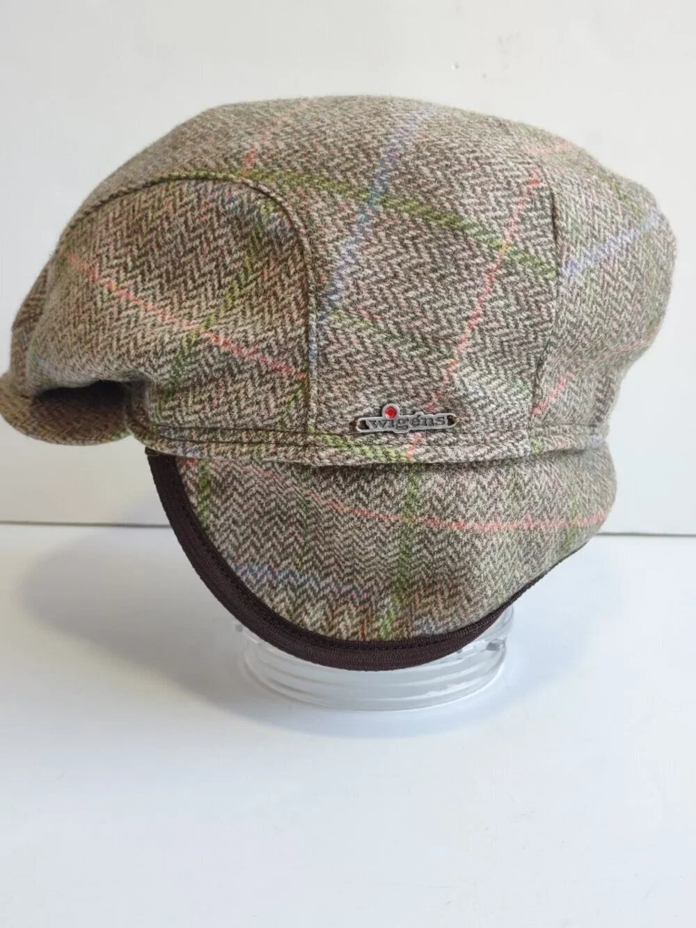 Wigens 100% Merino Wool Ivy Cap Size 57 Medium Herringbone Tweed Ear Flaps